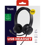 Trust Ayda USB-ENC PC Headset on-ear  Zwart