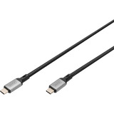 Digitus USB-C 4 Gen2- USB-C-verbindingskabel Zwart/grijs, 3 meter