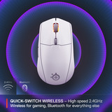 SteelSeries Rival 3 Wireless Gen 2 gaming muis Wit, 18.000 dpi, RGB, 2.4GHz / Bluetooth 5.0