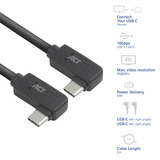ACT Connectivity USB 3.2 USB-C (links/rechts haaks) naar USB-C (links/rechts haaks) kabel Zwart, 10 Gbit/s, 60W, 2 meter