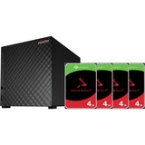 Asustor Drivestor 4 incl. 4x Seagate IronWolf 4 TB harde schijf nas Zwart, USB