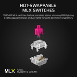 Corsair VANGUARD 96 RGB mechanisch gaming toetsenbord Zwart, US lay-out (QWERTY), Corsair MLX Plasma, 96%, RGB, Keycaps PBT double-shot, ABS single-shot, Hot-swap