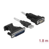 DeLOCK Adapter USB 2.0 Type-A > 1 x Serial DB9 RS-232 + Adapter DB25 1.8 meter