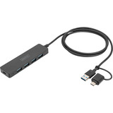 Digitus USB 3.0 hub 4-poorts, Slim Line usb-hub Zwart