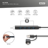 Digitus USB 3.0 hub 4-poorts, Slim Line usb-hub Zwart