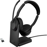 Jabra Evolve2 55, Incl. oplaadstandaard on-ear headset Zwart, Stereo, UC, USB-A, Link380a