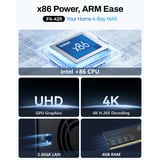 TerraMaster F4-425 nas Zwart, 1x 2.5GbE, HDMI, USB