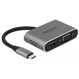 DeLOCK USB Type-C naar HDMI en VGA Adapter Grijs