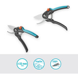 GARDENA Snoeischaar PremiumCut voor vers hout met bypass-snede Grijs/turquoise, 22 mm snoeidiameter