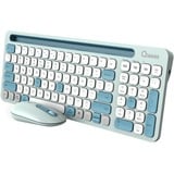 Qware Florence Draadloze Combo, desktopset Lichtgroen/wit, EU lay-out (QWERTY), Scissor switches, 1200 DPI, TKL, 2,4 GHz USB | Bluetooth