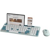 Qware Florence Draadloze Combo, desktopset Lichtgroen/wit, EU lay-out (QWERTY), Scissor switches, 1200 DPI, TKL, 2,4 GHz USB | Bluetooth