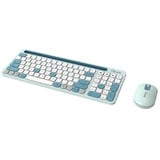 Qware Florence Draadloze Combo, desktopset Lichtgroen/wit, EU lay-out (QWERTY), Scissor switches, 1200 DPI, TKL, 2,4 GHz USB | Bluetooth