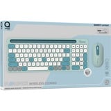 Qware Florence Draadloze Combo, desktopset Lichtgroen/wit, EU lay-out (QWERTY), Scissor switches, 1200 DPI, TKL, 2,4 GHz USB | Bluetooth