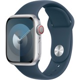 Apple Watch Series 9 smartwatch Zilver/donkerblauw, Aluminium, 41 mm, Sportbandje (M/L), GPS + Cellular