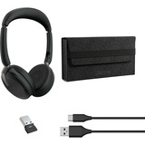 Jabra Evolve2 65 Flex Duo, UC on-ear headset Zwart, Stereo, USB-A, Link380a
