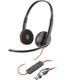 Poly Poly Blackwire 3220 Stereo USB-C Headset on-ear  Zwart, Incl. USB-C/A adapter