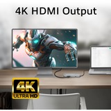 ACT Connectivity USB-C 4K docking station voor 1 HDMI monitor, ethernet, USB-C, USB-A, cardreader en PD pass-through Aluminium
