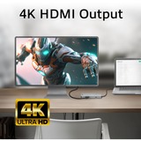 ACT Connectivity USB-C 4K docking station voor 1 HDMI monitor, ethernet, USB-C, USB-A, cardreader en PD pass-through aluminium