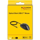 DeLOCK Optical USB Type-C Desktop Mouse – Silent Zwart, 1200 dpi