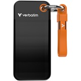 Verbatim Pocket 2 TB externe SSD Zwart/oranje, USB-C 3.2 Gen 2 (10 Gbit/s), Incl. met sleutelhanger en kabelbevestiging