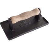 Victoria Gietijzeren bacon en vlees pers met houten handvat, geëmailleerd 21 x 11 cm