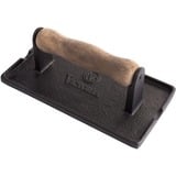 Victoria Gietijzeren bacon en vlees pers met houten handvat, geëmailleerd 21 x 11 cm