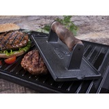 Victoria Gietijzeren bacon en vlees pers met houten handvat, geëmailleerd 21 x 11 cm