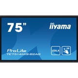 iiyama ProLite TE7514MIS-B2AG 75" 4K Ultra HD Public Display Zwart, 4x HDMI, 1x DisplayPort, USB-A, USB-C, RJ-45, WLAN, Touch, Sound