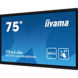 iiyama ProLite TE7514MIS-B2AG 75" 4K Ultra HD Public Display Zwart, 4x HDMI, 1x DisplayPort, USB-A, USB-C, RJ-45, WLAN, Touch, Sound