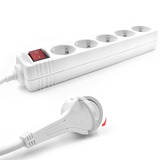 ACT Connectivity ACT Stekkerdoos platte stekker, 5 socket stekkerdoos Wit