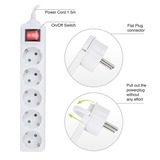 ACT Connectivity ACT Stekkerdoos platte stekker, 5 socket stekkerdoos Wit