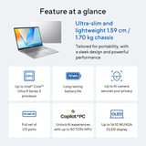 ASUS Vivobook S16 S3607AA-SH016W 16"  Copilot+ laptop Zilver | Ultra 7 355 | Intel Arc Graphics | 32 GB | 1 TB SSD | OLED