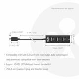 Club 3D USB-C 5 Gbps naar 3 poorten USB Type-A-hub met Gigabit Ethernet adapter Zwart