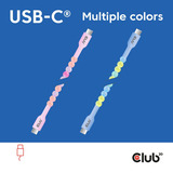Club 3D USB-C Beaded Cable Pink, 2 meter kabel Roze