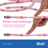 Club 3D USB-C Beaded Cable Pink, 2 meter kabel Roze