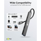 goobay Slanke USB-hub met 5 poorten, USB-C naar USB-C/USB-A, 5 Gbit/s Lichtgrijs
