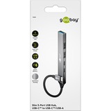 goobay Slanke USB-hub met 5 poorten, USB-C naar USB-C/USB-A, 5 Gbit/s Lichtgrijs