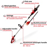 EINHELL Accu tuin-multitool GE-HC 18 Li T Solo stoksnoeizaag Rood, Accu en oplader niet inbegrepen