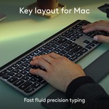 Logitech MX Keys S for Mac toetsenbord Grijs, US-International lay-out (QWERTY), 100%, Bluetooth Low Energy