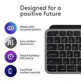 Logitech MX Keys S for Mac toetsenbord Grijs, US-International lay-out (QWERTY), 100%, Bluetooth Low Energy