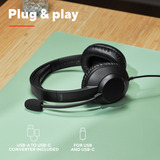 Trust Ayda Max USB Pc-headset Bedraad over-ear  Zwart, USB, microfoon met mute, verstelbare hoofdband 