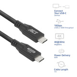 ACT Connectivity USB 3.0 10Gbps 60W USB Type-C kabel, 1 meter Zwart