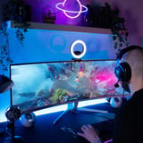 Arozzi Nova Curved 49" v2 UltraWide gaming monitor Wit, 1x DisplayPort, 2x HDMI, 1x USB-C, 2x USB-A, 165 Hz