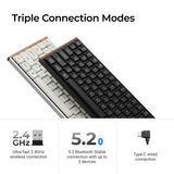 Keychron K3 Ultra 8K Wireless Custom Mechanical Keyboard Zwart, US lay-out (QWERTY), Keychron Milk POM Banana, 75%, RGB leds, LSA Double-shot PBT, USB-C | 2.4 GHz | Bluetooth 5.2