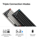 Keychron Q6 Ultra-P3 8K Wireless Custom Mechanical Keyboard, toetsenbord Wit, US lay-out, Keychron Silk POM Brown, RGB, Hot swap, 8K, 2.4 GHz / Bluetooth 5.2 / USB-C