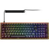 Sharkoon SKILLER SGK50 S2 Wood PBT, gaming toetsenbord Houtkleur/zwart, US lay-out, Gateron G Pro 3.0 Yellow, RGB leds