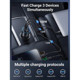 Ugreen 130W 3-Port Fast Car Charger Zwart