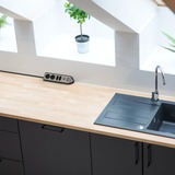 Brennenstuhl Estilo Hoekstekkerdoos 4-voudig stekkerdoos Zwart/roestvrij staal, 2x USB