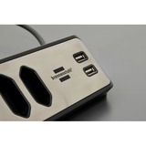 Brennenstuhl Estilo Hoekstekkerdoos 4-voudig stekkerdoos Zwart/roestvrij staal, 2x USB