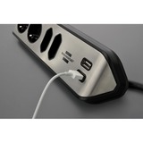 Brennenstuhl Estilo Hoekstekkerdoos 4-voudig stekkerdoos Zwart/roestvrij staal, 2x USB